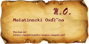 Malatinszki Oxána névjegykártya